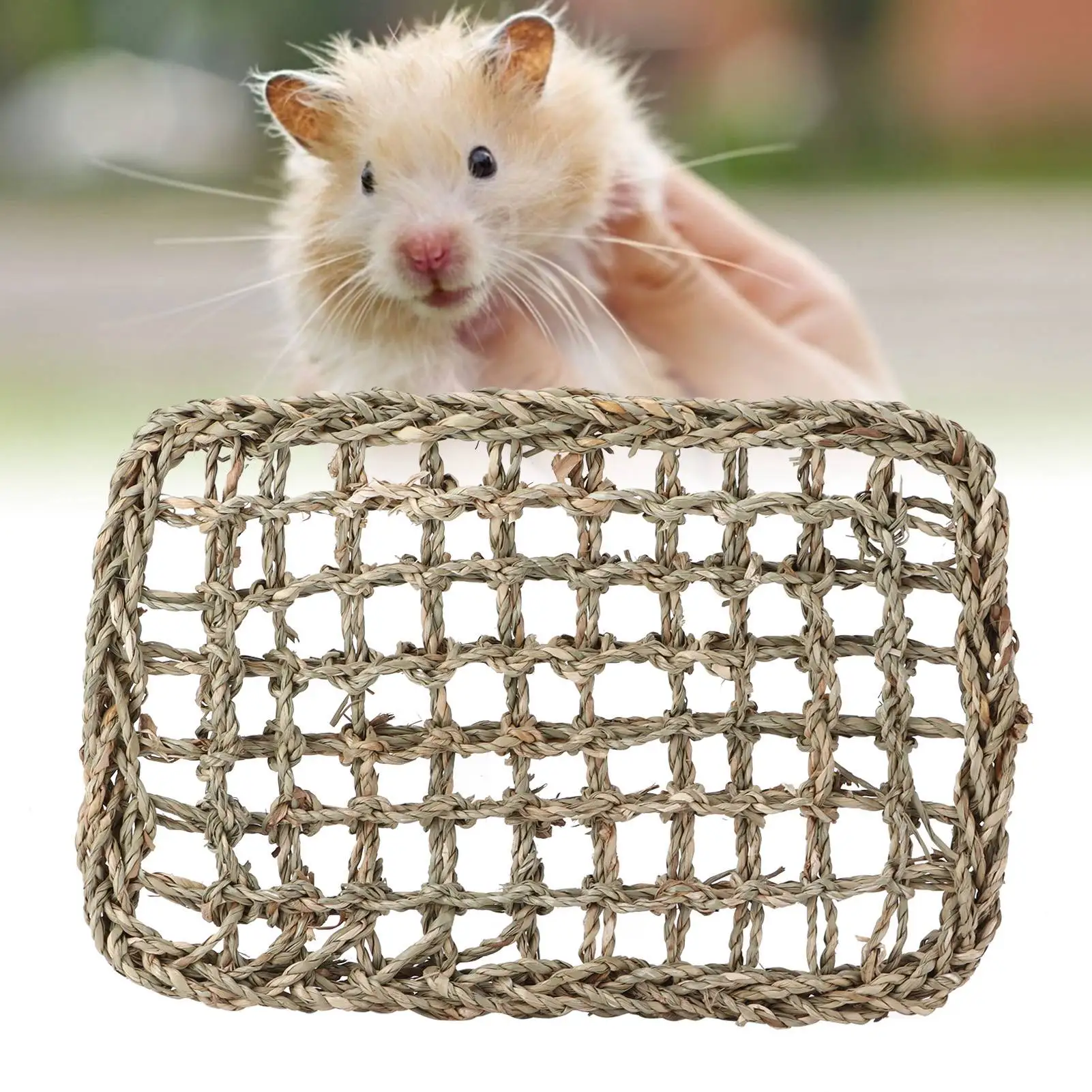 Woven Seagrass Activity Mat for Rabbit, Chew Toy Mat for Bunny Chinchilla Hamsters
