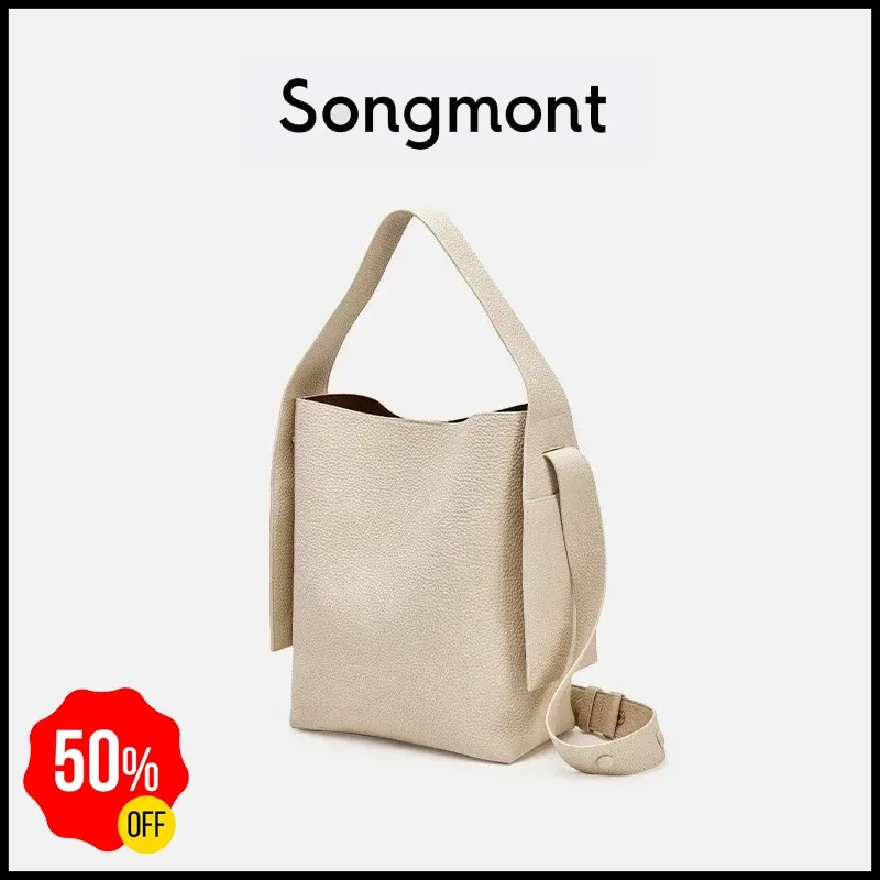 

Дизайнерская сумка-тоут Songmont из коровьей кожи, Повседневная модная универсальная сумка через плечо средней длины с ремешком на голову
