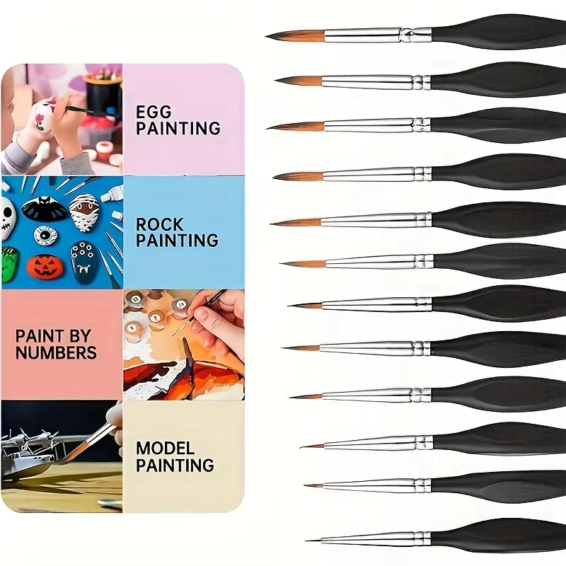 11pcs Watercolor Paint Brush Set for Fine Detail - Durable Miniature Brushes Micro Tips for Warhammer 40K Model & Art Painting 3