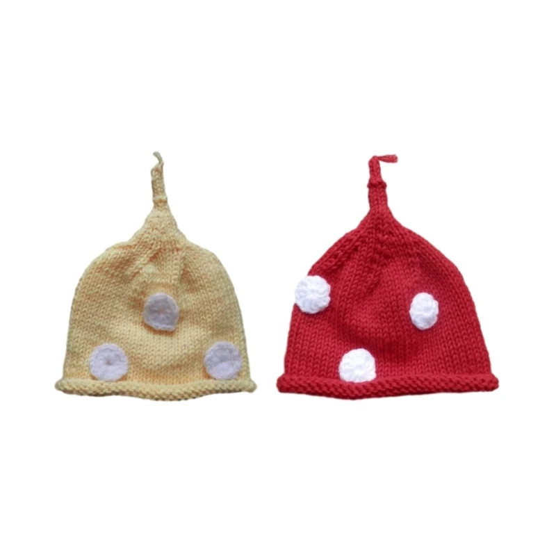 

67JC Baby Photography Elf Hat for Newborns Handmade Knitting Knotted Turban Hat Infant Party Hat Photo Posing Accessories