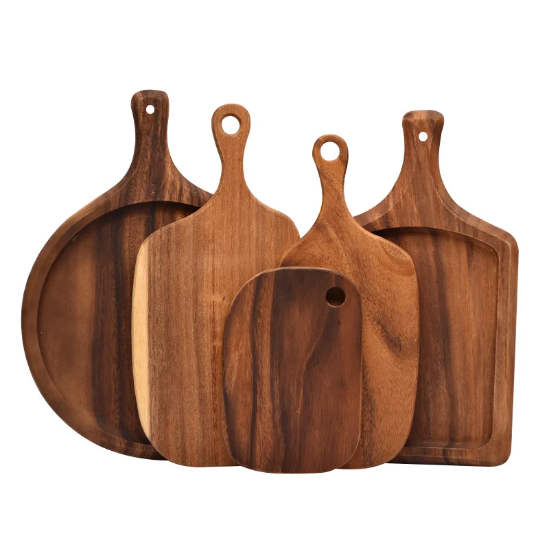 HEMU-Acacia Wood Bread Board, Wood Chopping Board, Western Style, Pizza, Sushi, Cutting Cheese, Steak Tray, Wooden Fruit