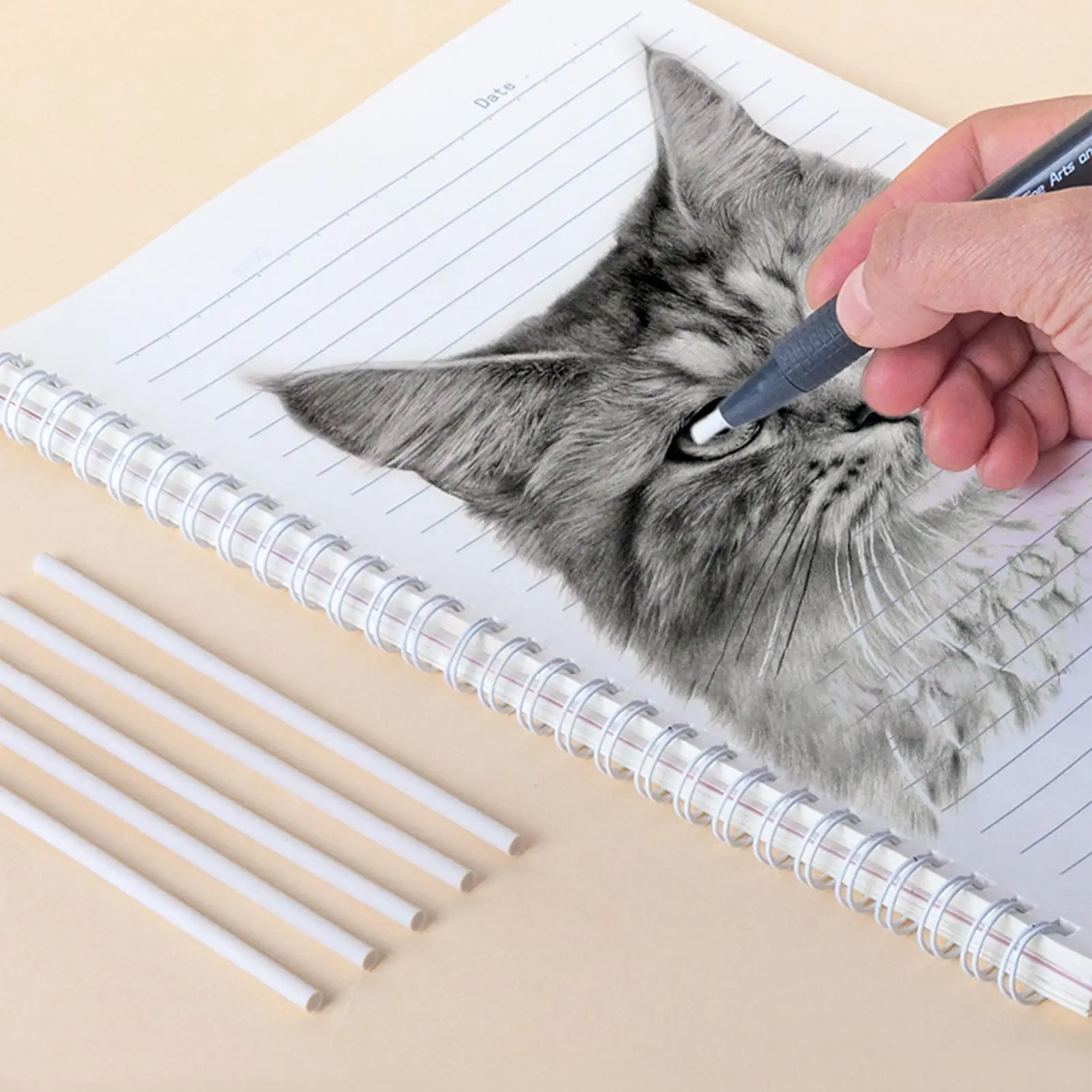 수축식 지우개 펜 지우개 스틱 기계식 지우개 연필 3.8mm 얇은 팁 5개 리필 포함 예술가 초안 작성 작업용