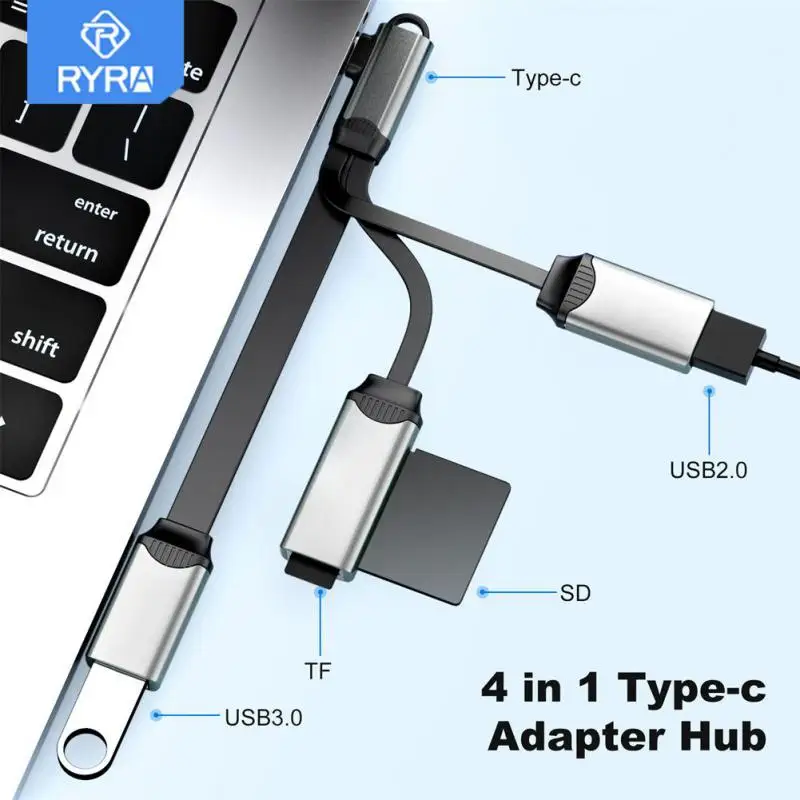 

RYRA USB Type C Hub Extensions 4Port USB Cable Splitter OTG High Speed Transfer Adapter Portable Converter For PC Laptop Macbook