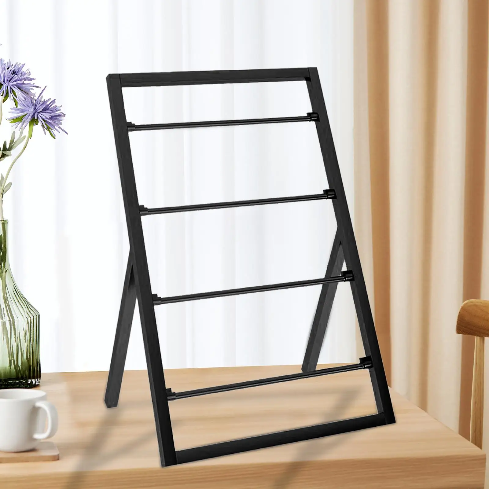 Ribbon Organizer 4 Tier Wooden Ribbon Storage Stand Spool Sewing Thread Display Rack for Cake Shop Sewing Craft Room