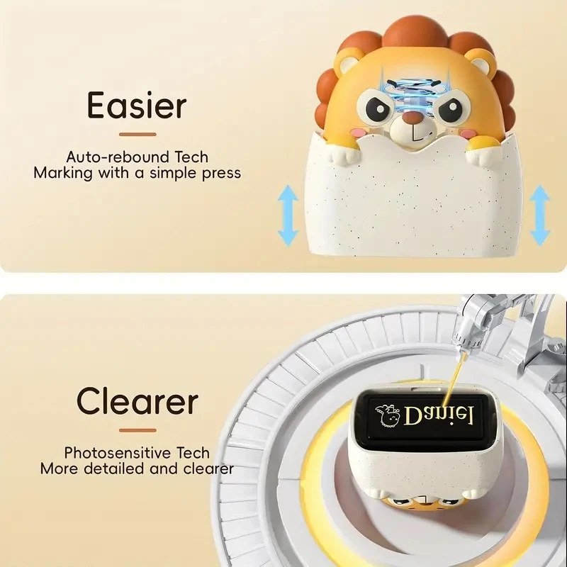Name Stamp Personalized Waterproof Name Stamps for Kids PE Material Rectangular Shape English Text for School Uniforms Washable