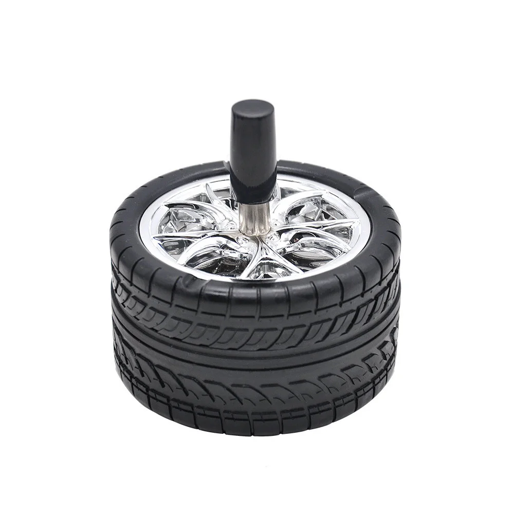 Creative Ashtray for Home Tire Design Ash Tray for Decoration Smoking Accessories Windproof Push Down Rotation Ashtray With Lid