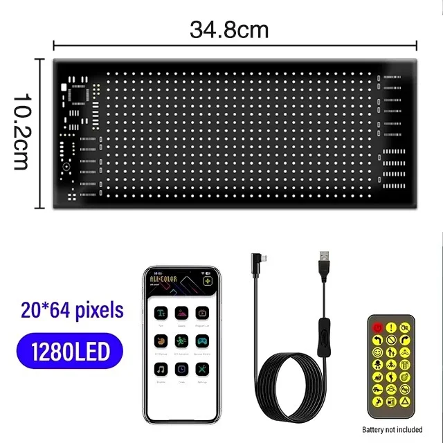 GAESHOW Insegna Luminose LED Programmabile, 37.4x9.2cm Pannello a Matrice Flessibile, Insegna a Led a Scorrimento, Motivo Testo Personalizzato, Animazione Display [Classe di efficienza energetica A