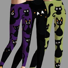 

New Chic Stretch Spandex Lady Sexy Pants Stretchy Slim Female Legging Cartoon Cat Print Gym Fitness Raises Butt Leggings Women