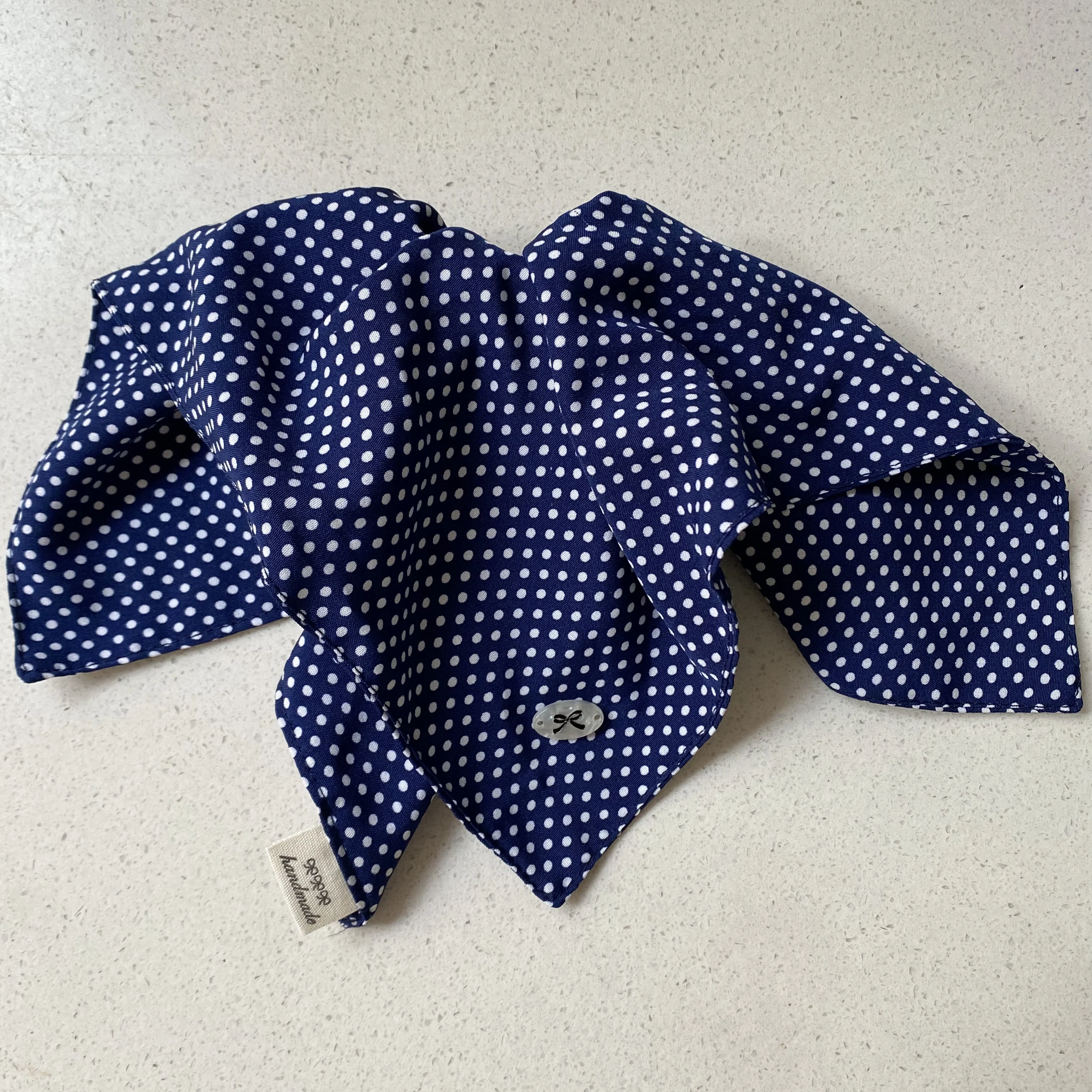 1PC Preppy Style Navy Blue Polka Dot Hair Scrunchie, Large Square Scarf Hair Tie, Cute College-Inspired Hair Accessory For Women