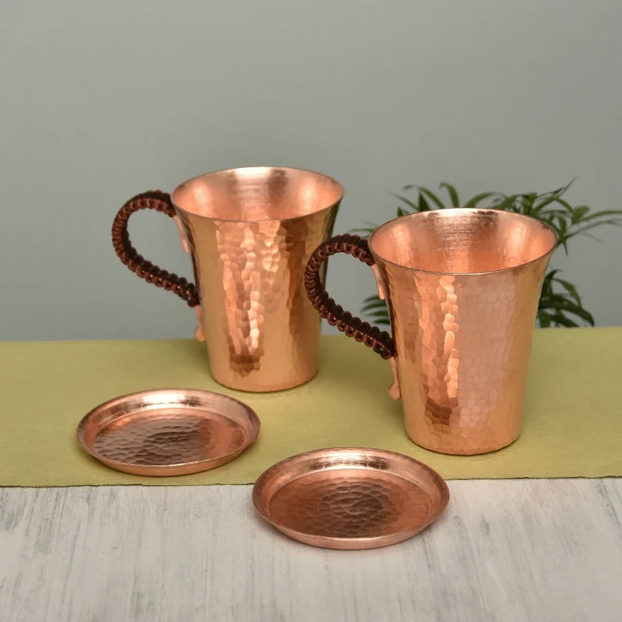 350ML Handmade Pure Copper Beer Coffee Mugs Hammered Moscow Mule Cup Drinkware - Image 4