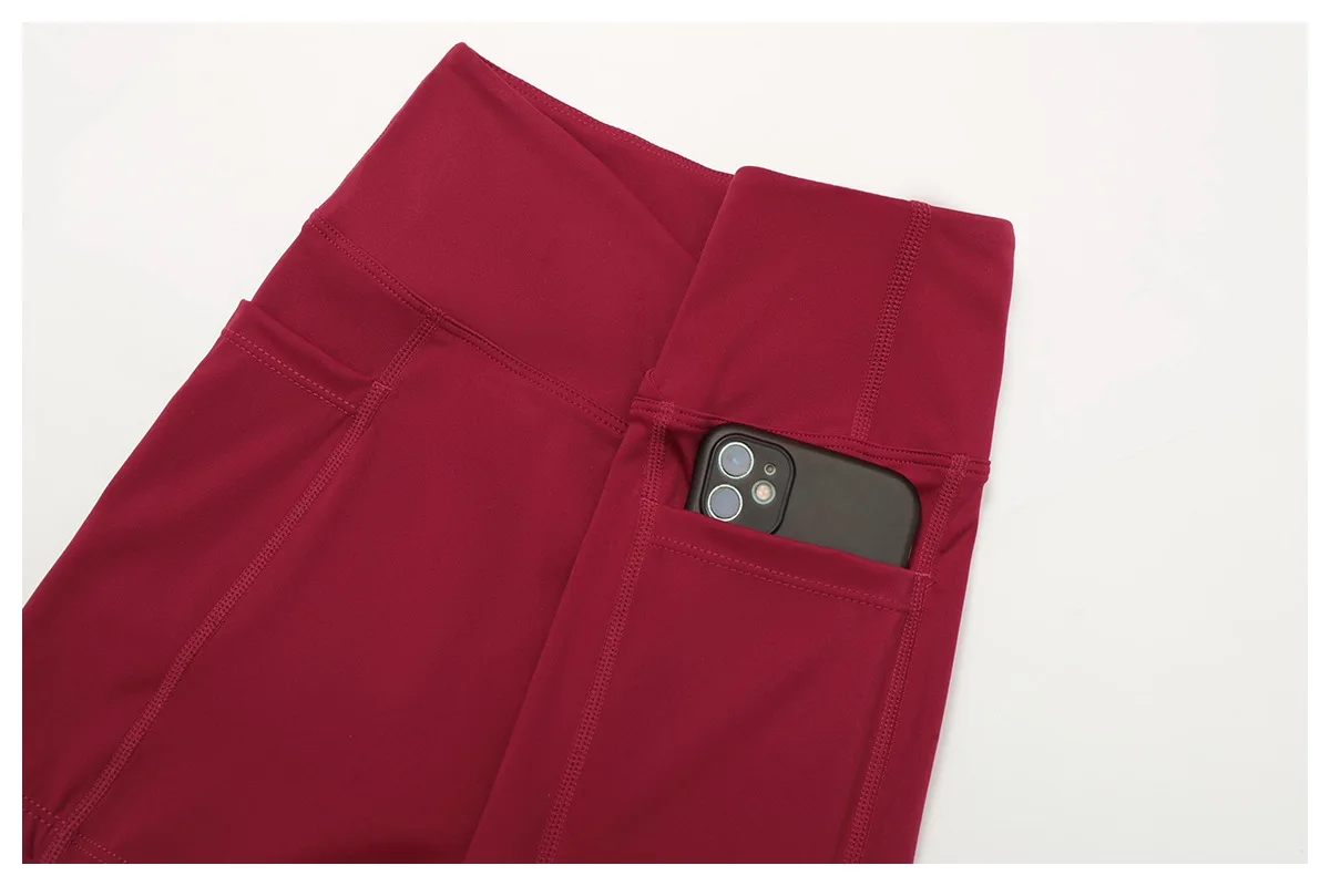 Legging Court Sport Femme Taille Haute avec Poches