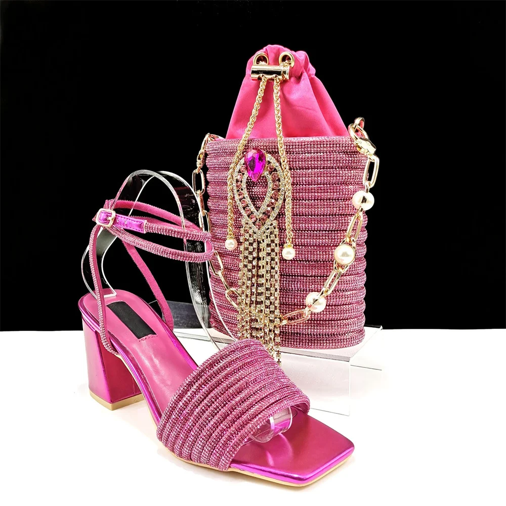 

Высококачественная итальянская украшенная камнями женская обувь с сумкой в комплекте, Африканские модные туфли-лодочки и сумки в комплекте для вечерних искусств