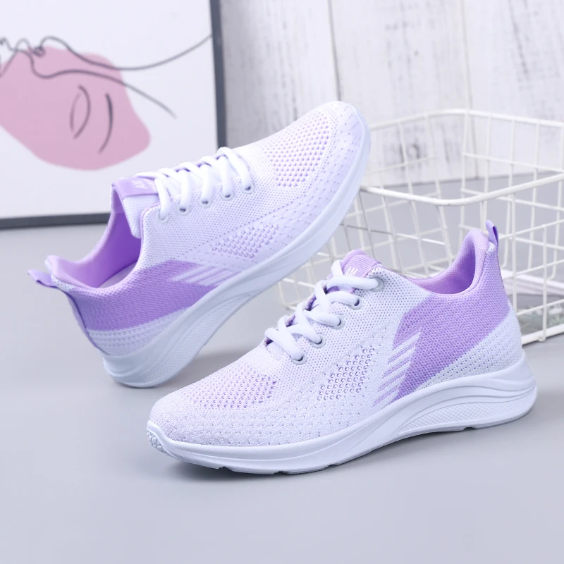 Spring Women's Flying Weave Mesh Sport Casual Lightweight Soft Sole Running Shoes Womens Sneakers Running Shoes