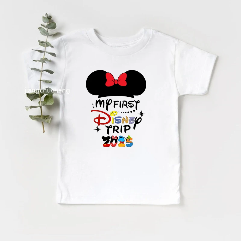 New My First Disney Trip 2025 Kids Tshirts Funny Short Sleeve Boys Girls Disney Vacation T Shirt Mickey Minnie Children Clothes 4