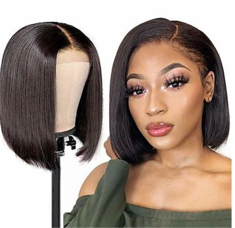 

Hot Sale Short BOB Wig T Part Side Part Bob Wigs Lace Frontal Cuticle Aligned Pre Plucked Brazilian Human Hair for Black Women