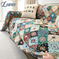 Retro Cotton Linen Sofa Towel Anti Cat Scratch Four Season Universal Sofa Covers for Living Room Boho Style Couch Slipcover Home 1