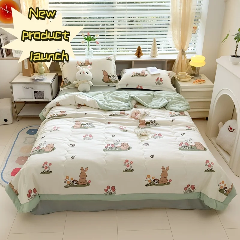 Summer Quilt Thin Cartoon Print Air conditioning Lightweight Comforter Four-season 150 Single Bed