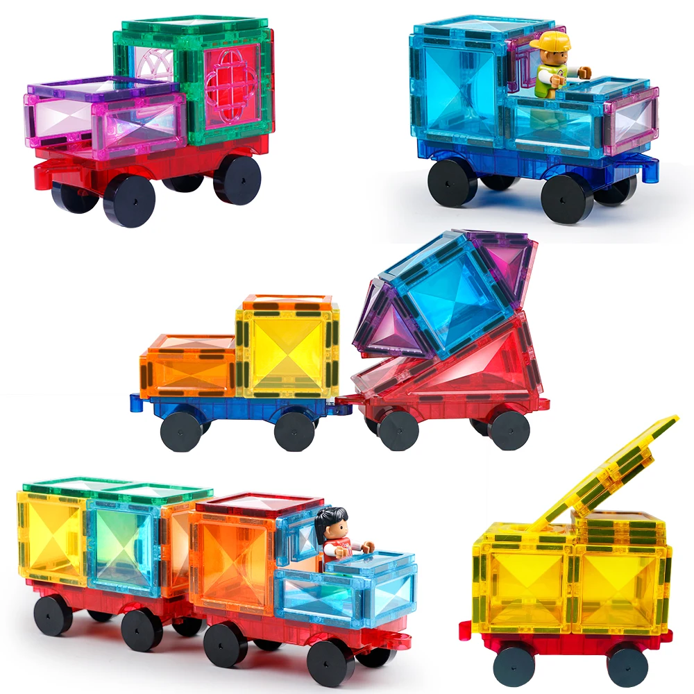 Magnets Building Blocks 3D Diamond Magnetic Tiles Cars Construction Set For Kids