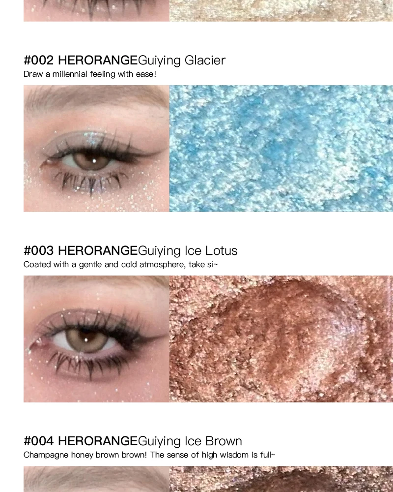 Description Picture 5 of itemMetallic Glitter Eyeshadow Chameleon Sparkling Mousse Shimmer Highlighter Press Powder Ice Purple Pearlescent Eyeshadow Palette