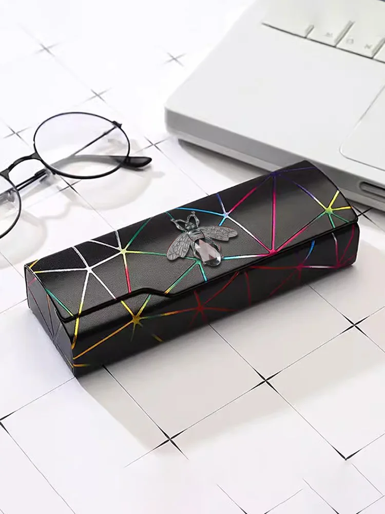 

Eyewear Cases PU Anti-Fall Compression for All - Gold Pearl Bow Decor