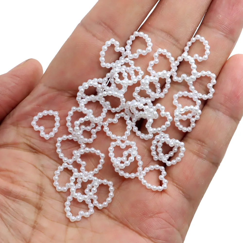 Elegant Heart-Shaped Pearl Nail Art Charms - 100 Pieces for DIY Crafts and Accessories