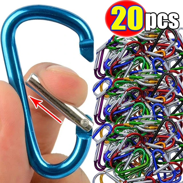 5/20pcs Colorful Carabiner Keychain Alluminum D-ring Buckle Spring