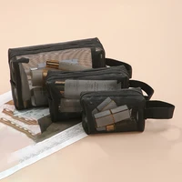 Black Layer Travel Cosmetic Bag Large Capacity Mesh Makeup Bag Makeup Storage Pouch Travel Toiletries Cosmetic Storage Bags 1