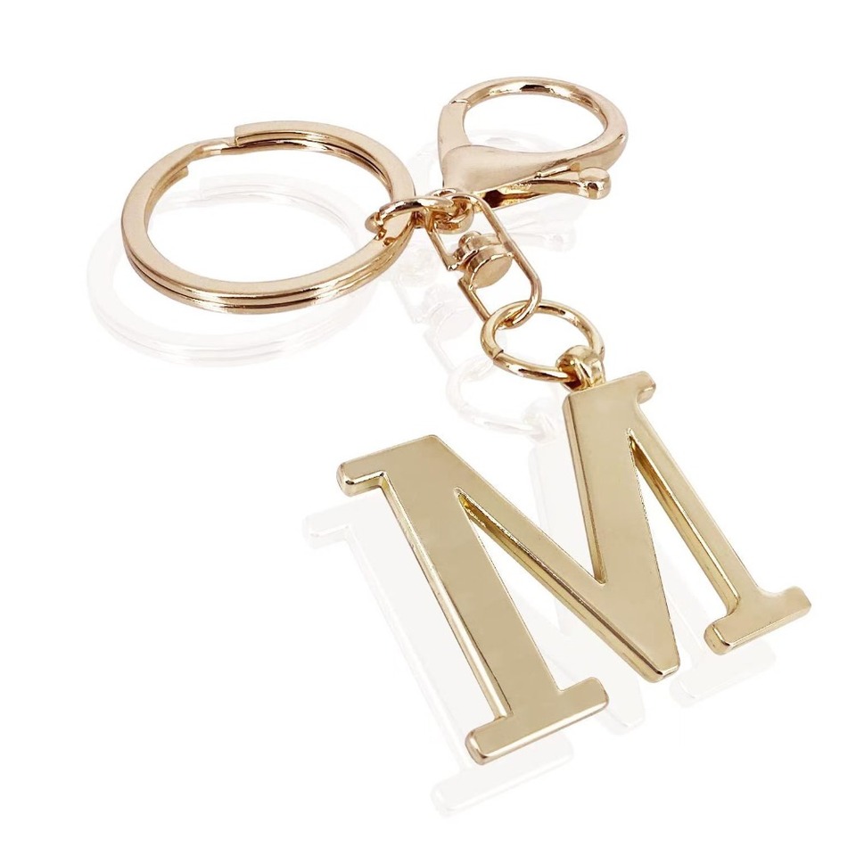 New Style Stainless Steel A-Z Letters Keychain Fashion Bag Pendant Key Chain Ring Gold Sliver Color Keyring Bag Accessories