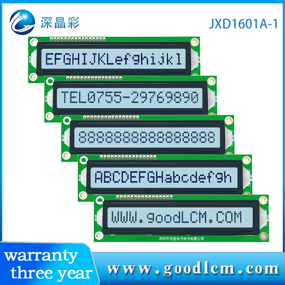 LCD1601A-1 1601Module Blue/Green Screen IIC/I2C 16x1 Large Character LCD Display Module1601 5.0V or 3.3V FSTN screen white
