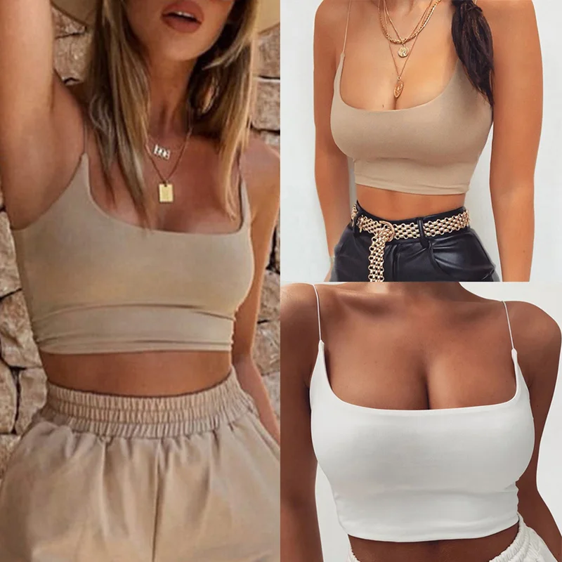 

Womens Summer Camis Tanks Tops Sleeveless Cotton Bustier Unpadded Bandeau Bra Vest Crop Top Seamless Tees