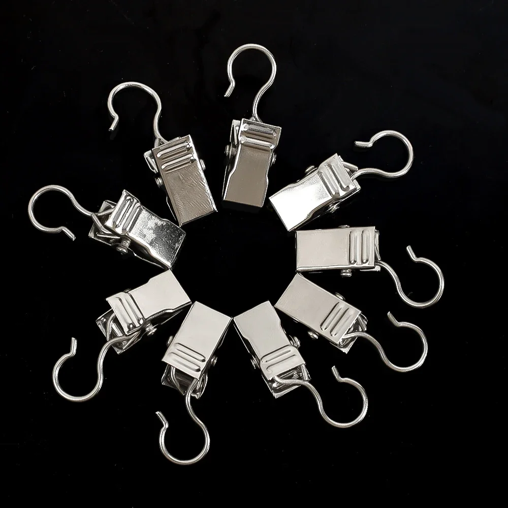 Description Picture 4 of itemLots Stainless Steel Curtain Clips with Hook Window Curtains Hanging Clamps Accessories Home Room Photo Decoration Hooks Clip