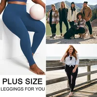 "Women's Plus Size High-Waisted Yoga Leggings with Pockets | Tummy Control Hip-Hugging Workout Solid Colors Tights for Gym - Image 3