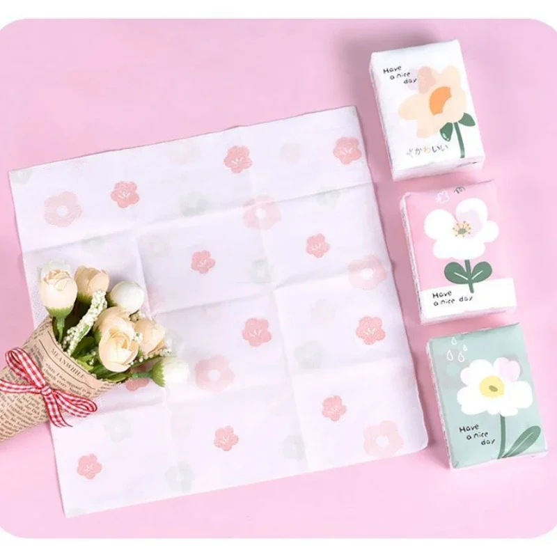 18 Packs Cartoon Printing Handkerchiefs Portable Small Packs of Facial Tissues Can Be Wet Napkins Travel Essential Paper Towels