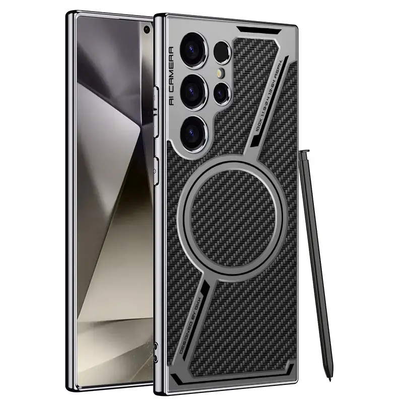 For Samsung Galaxy S26 S25 S24 S23 Ultra Luxury Plating Leather Magsafe Phone Case Magnetic Wireless Charging Shockproof Cover - Image 9