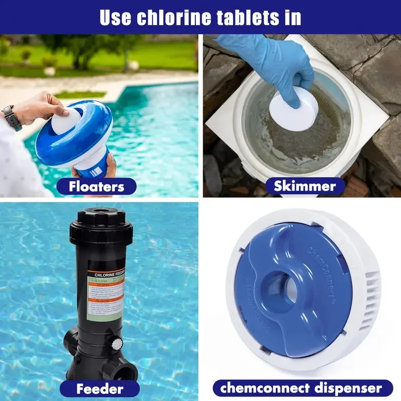 Stabilised 3 Inch Chlorine Tablets for Pool Disinfection-Individually Wrapped, Slow Dissolving-90% Usable Chlorine 40 lb D