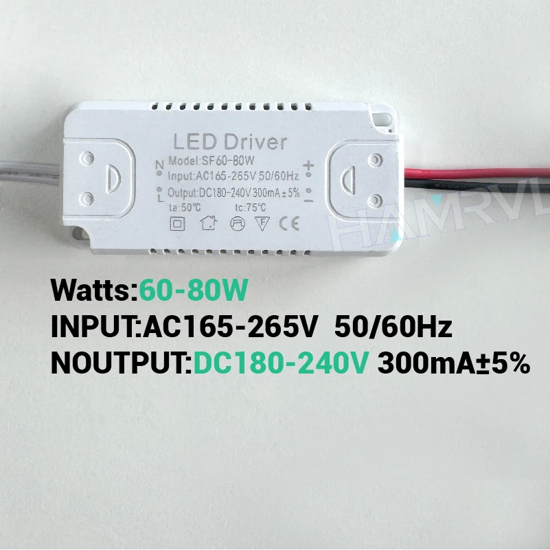 LED Driver Adapter DC180-240V 300mA 36-60W 60-80W AC165-265V Lighting Transformer Panel for Ceilling Lamp Power Supply