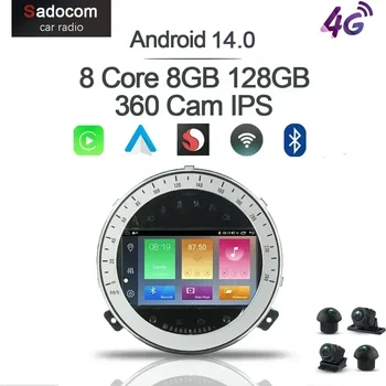 Radio para Auto Inalámbrico con Carplay, DSP, 8GB, 128GB, Pantalla de 7', Android 14.0, Reproductor Multimedia para BMW Mini Cooper R55 R56 R57 R58 R60 2007-2013 1