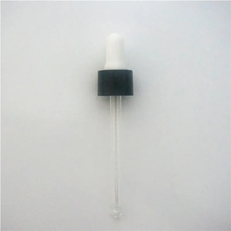 5-100ml 5/10/20pcs Essential Oil Bottles Cap 18/410 White/black Plastic Cover Dropper Lid Glue Head Lid with Glass Dropper Pipe
