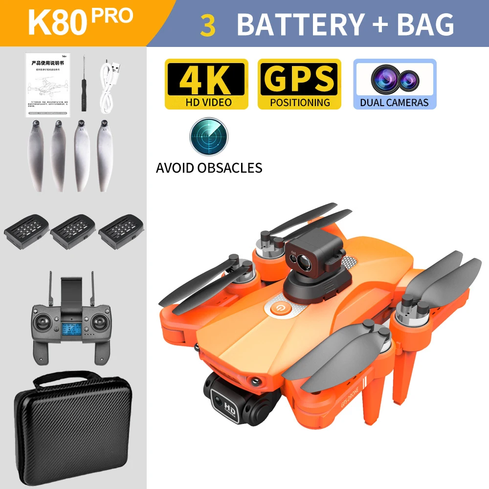 outdoor rc helicopter New K80 PRO MAX Drone GPS 5G 4K Dual HD Camera Professional Aerial Photography Brushless Motor Foldable Quadcopter RC Distance mini rc helicopter RC Helicopters