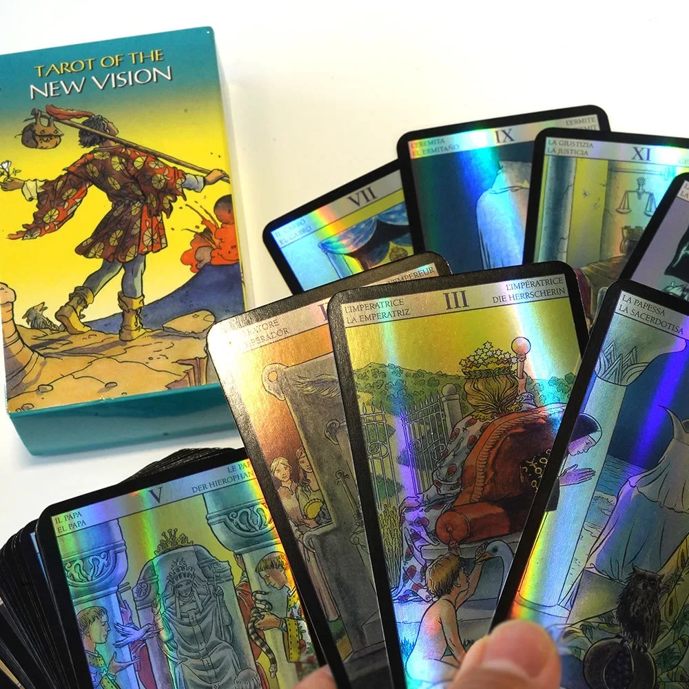 10.3*6cm Tarot of New Vision Deck Laser Edition with Guidebook for Beginners edición láser con guía para principiantes 4