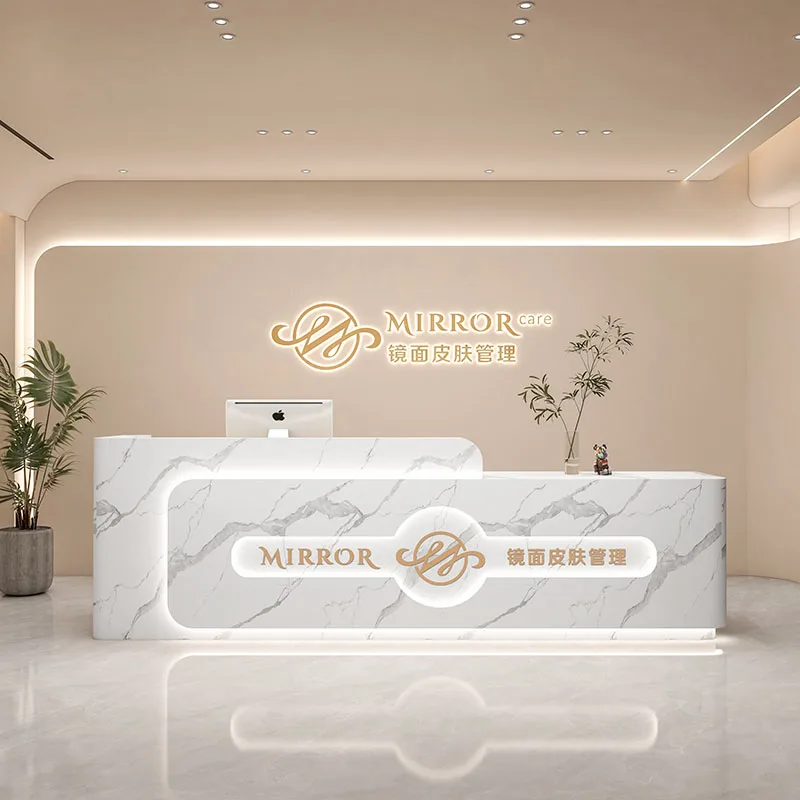 

Luxury Beauty Reception Desk Salon Counter Cash Desk Check Out Luxury Spa Store Clinic Gym Comptoir Caisse Hotel Reception