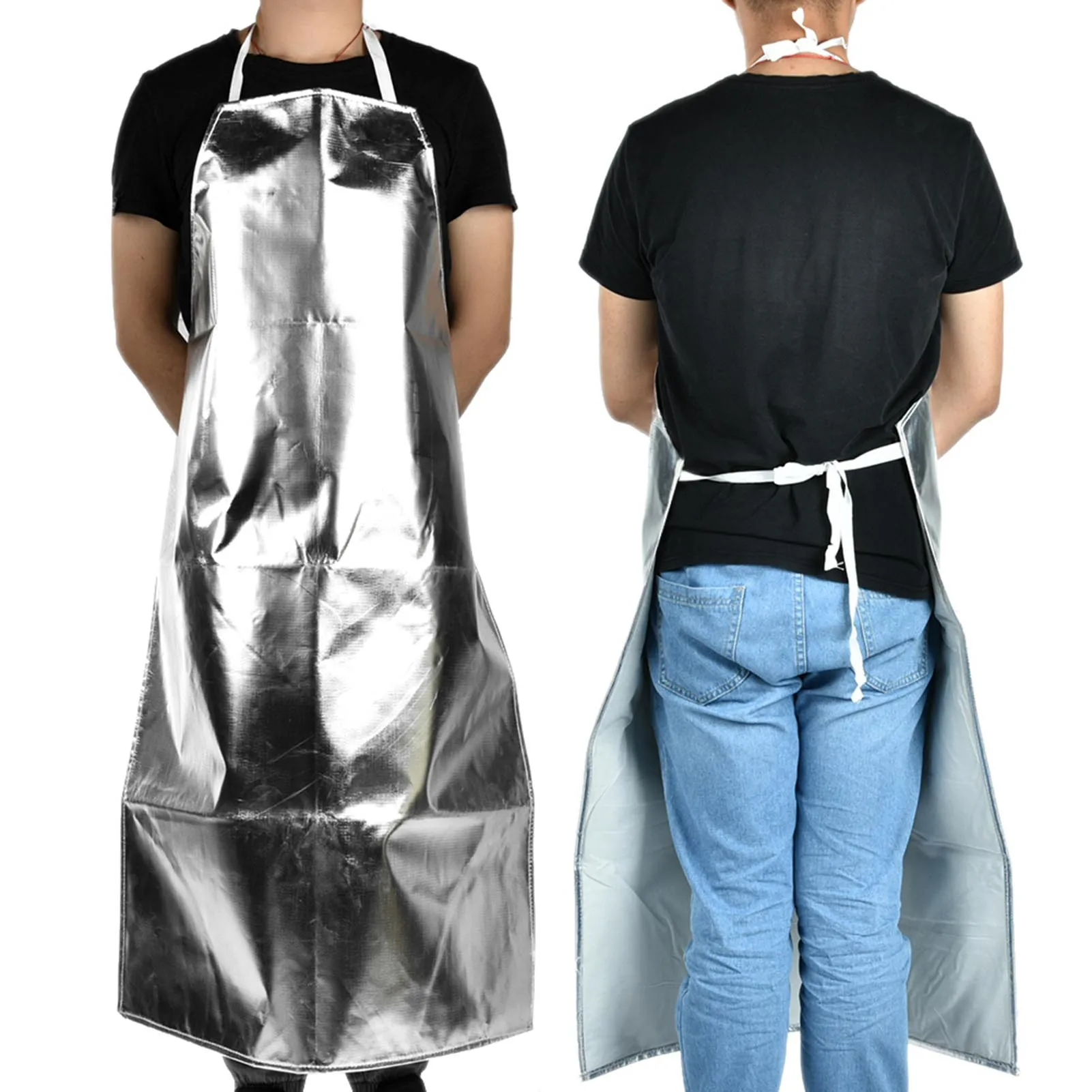 1pcs 1000 °C Heat Resistant Apron Aluminum Foil Heat Isolation Apron Anti & Anti-Scalding Fire Retardant Protective Clothes