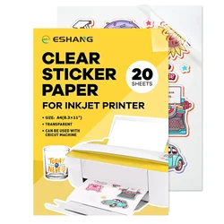 A4 Transparent Printable Vinyl Sticker Paper - 20 Sheets, Quick-Drying, Vivid Color Quality (A4 Clear-20 Sheets)