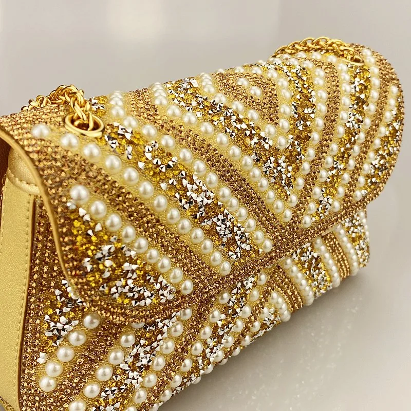 Luxury Gold Triangle Evening Handbag for Women
