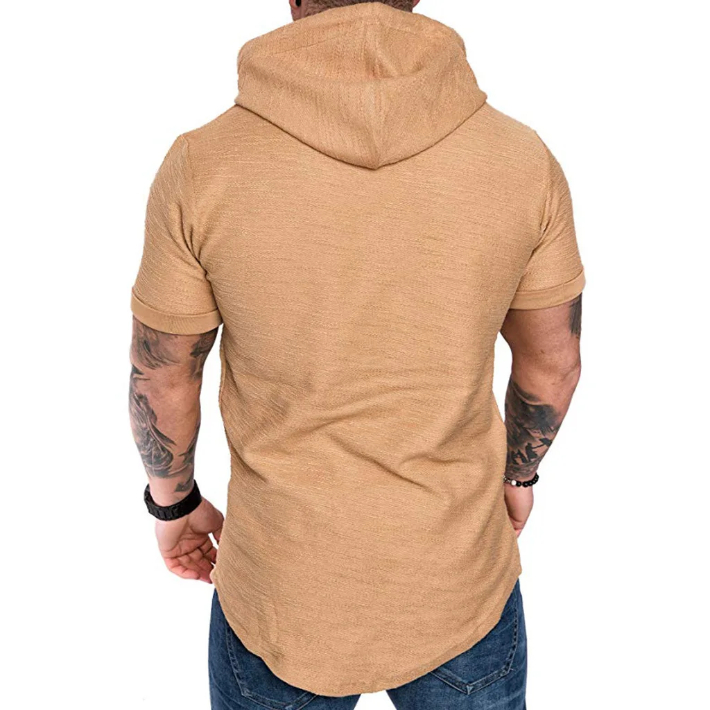 New Men's Brand Solid Color Sweatshirt Fashion Men's Hoodie Spring And Summer Hip Hop Hoodie Male Short Sleeve M-3XL
