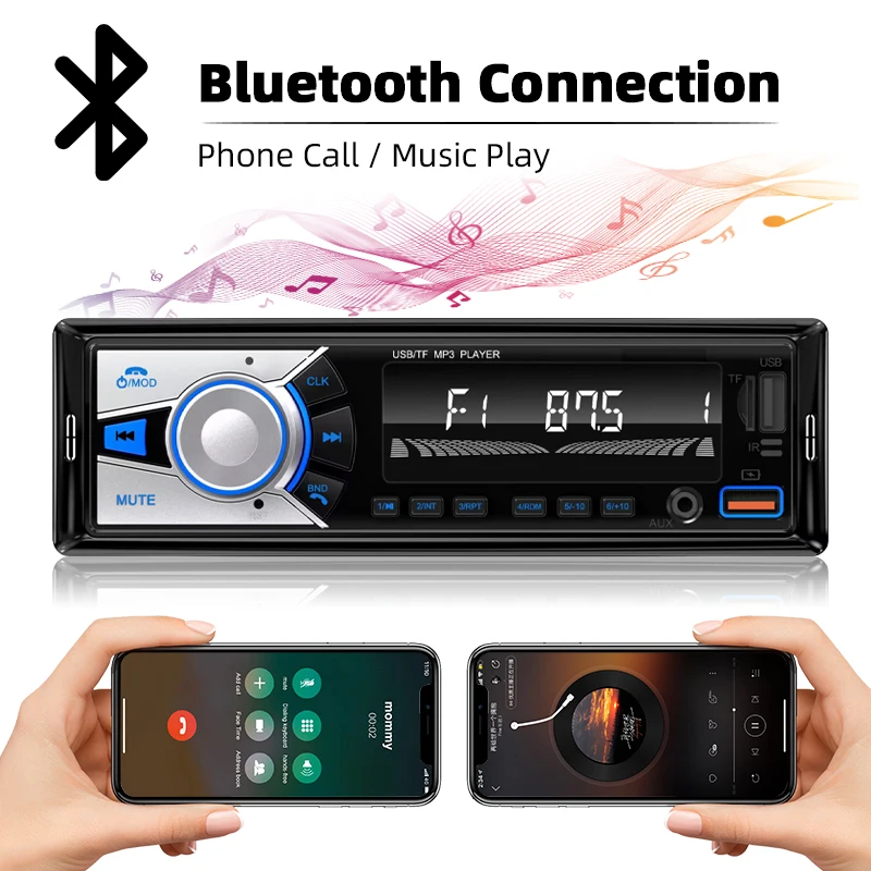 Car Radio Audio 1 Din Bluetooth Stereo Hands-Free Calling MP3 Player FM Receiver