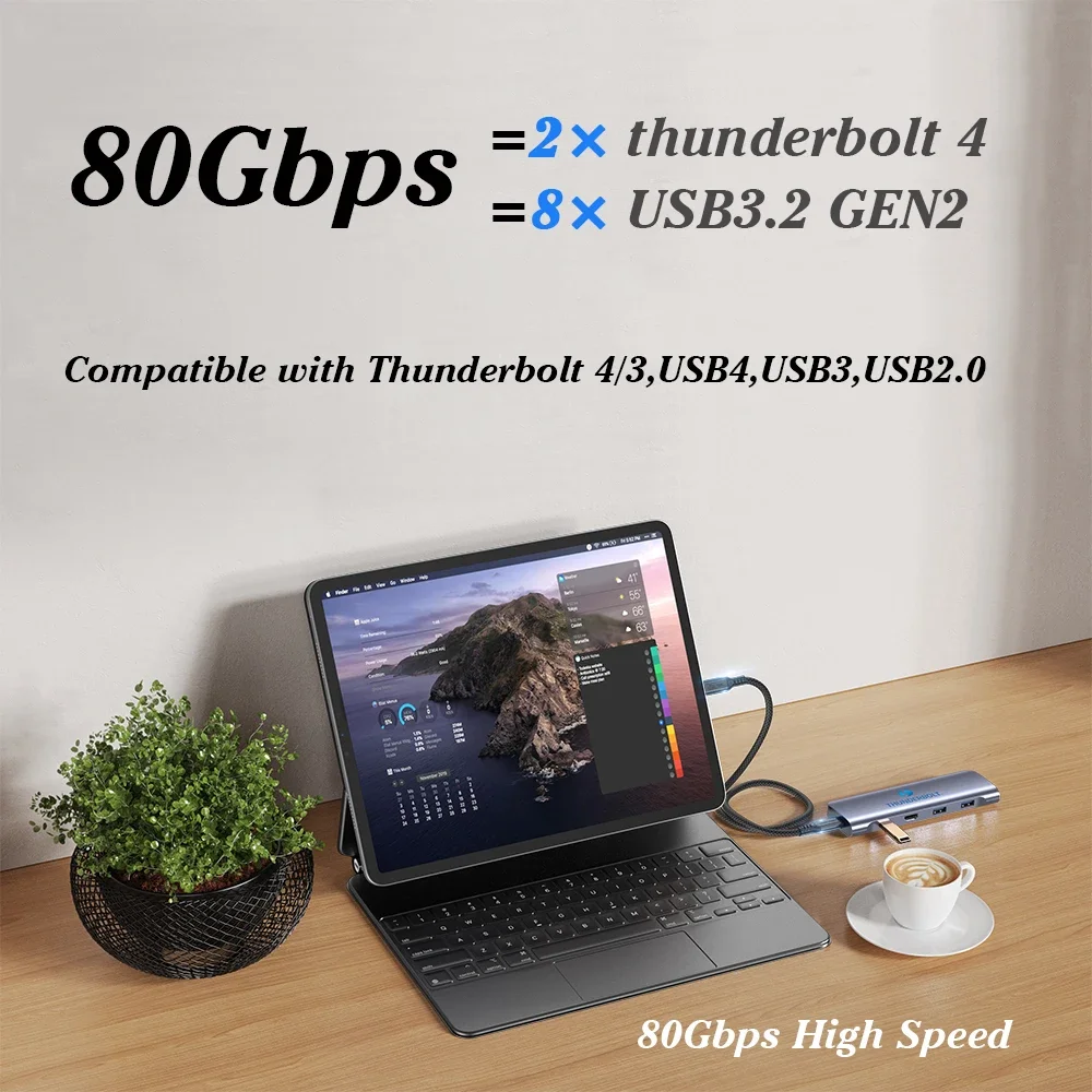 UGOURD Thunderbolt 5 케이블 유형 C 80Gbps USB4 Gen4 USB C-C 240W 충전 케이블 eGPU용 16K 호환 Thunderbolt 4/3 40Gbps