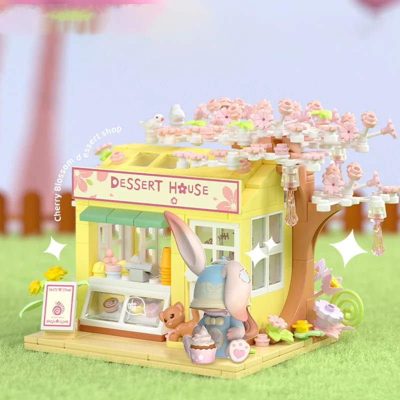 Sakura Dessert Shop Building Blocks Japanese Street View Cherry Blossom