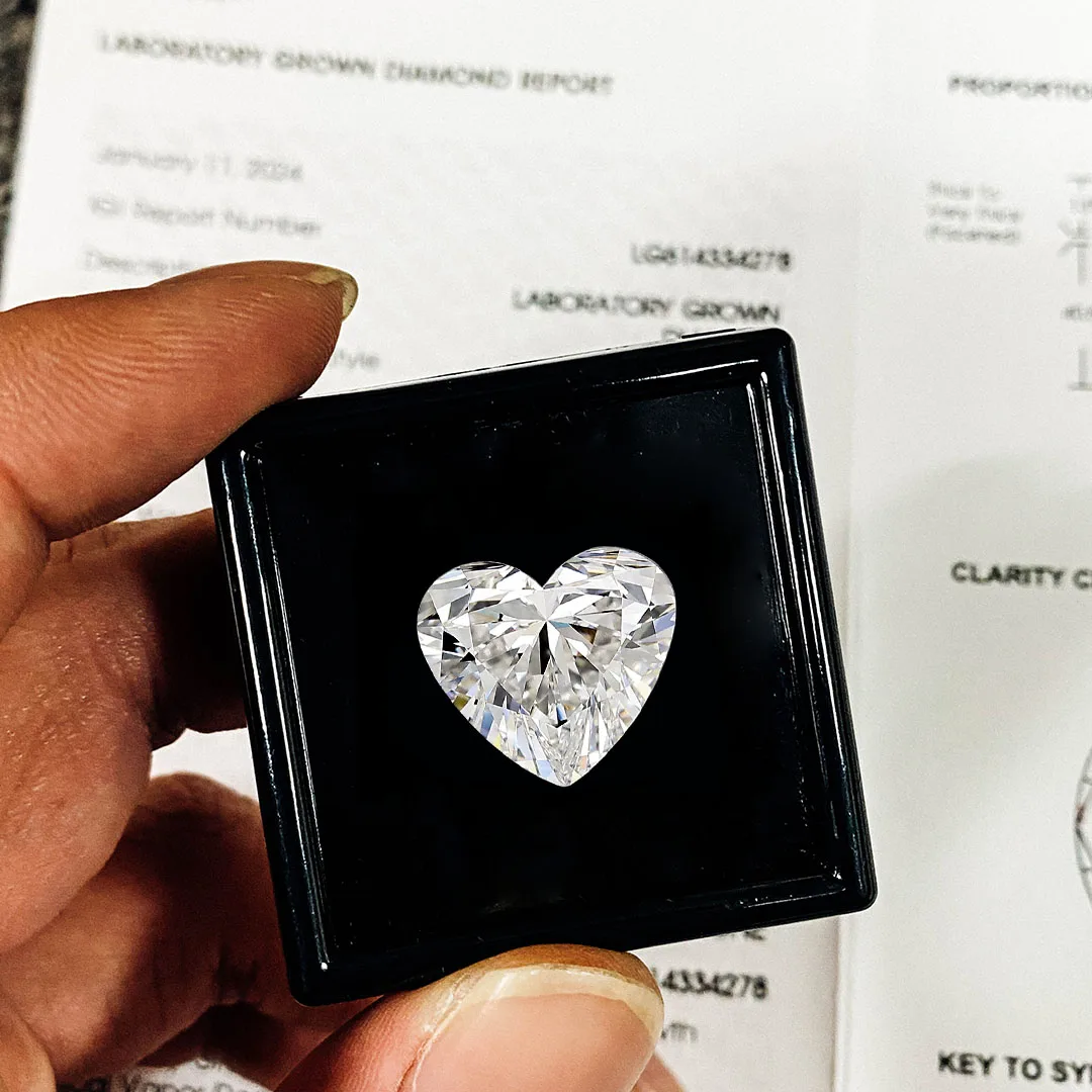 Provence gems with IGI Certified heart shaped lab grown diamonds F color VS clarity CVD Loose Diamonds for wedding ring making