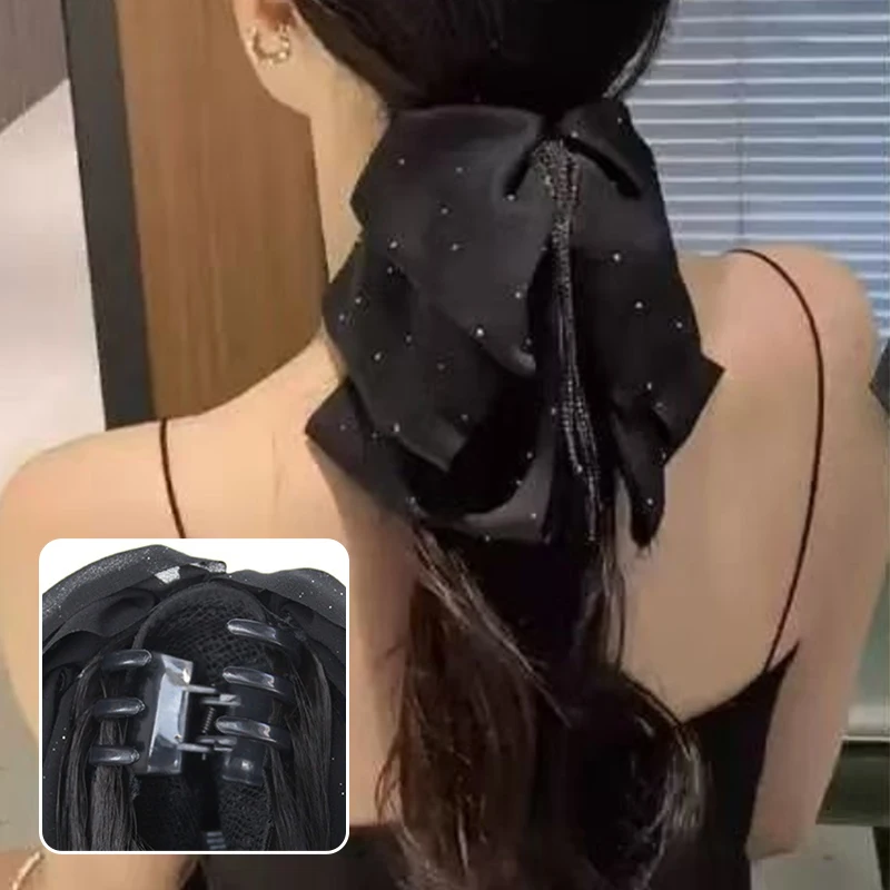Elegant Tassel Bow Wig with Heat-Resistant Curly Hair & Sophisticated Accessories
